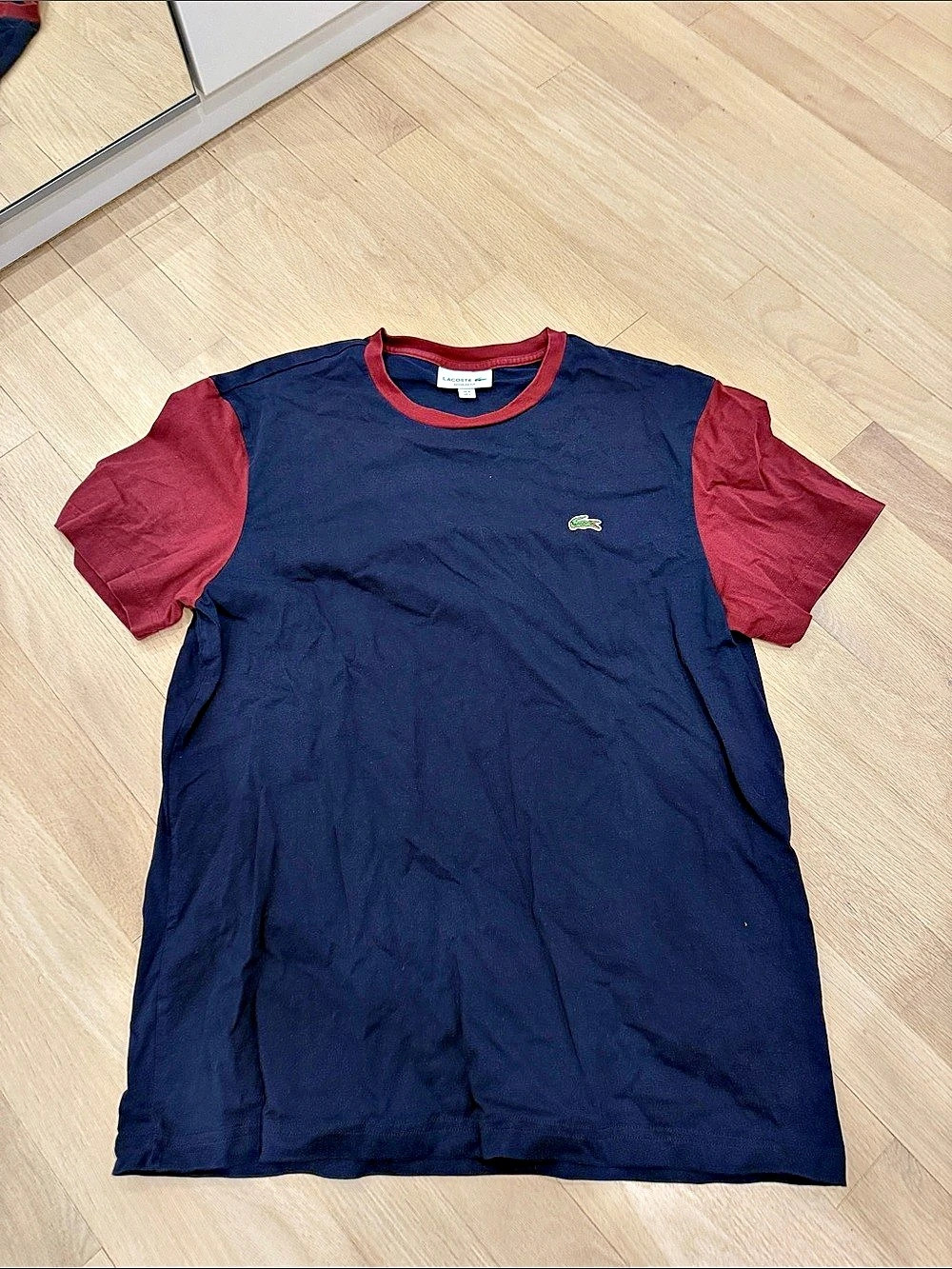 Lacoste Regular Fit T-Shirt Color Block Tee Blue & Red Size Large